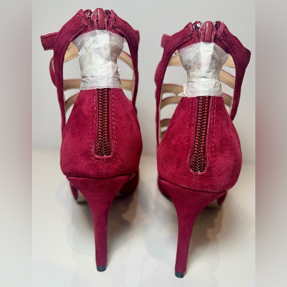 Sole Society SHAYLEY Suede Dark Red Strappy Heels Size 8.5 - Picture 4 of 12